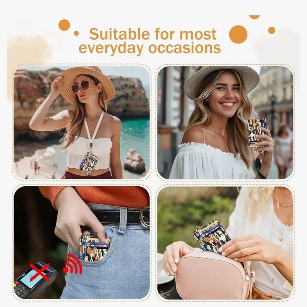 Credit Card Holder Slim Wallet, Puppy Dog RFID Wallet Women's (new)